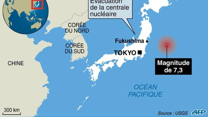 Infographie localisant le séisme au large du Japon