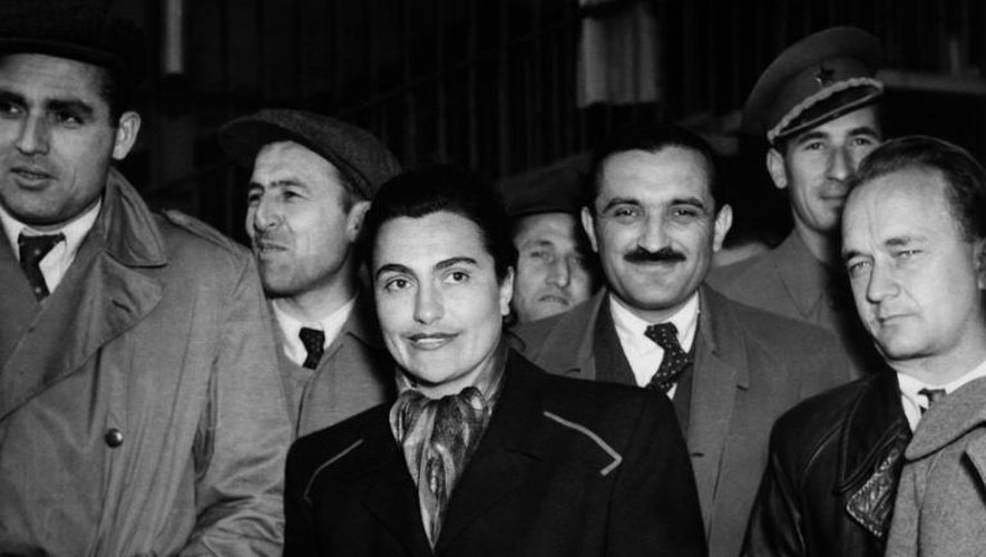 Jovanka Broz, la femme du maréchal Tito, lors d'un congrès du parti communiste à Zagreb en novembre 1952