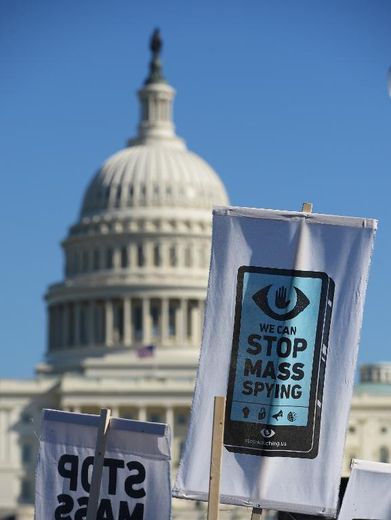 Manifestation contre les programmes de surveillance de la NSA à Washington, le 26 octobre 2013