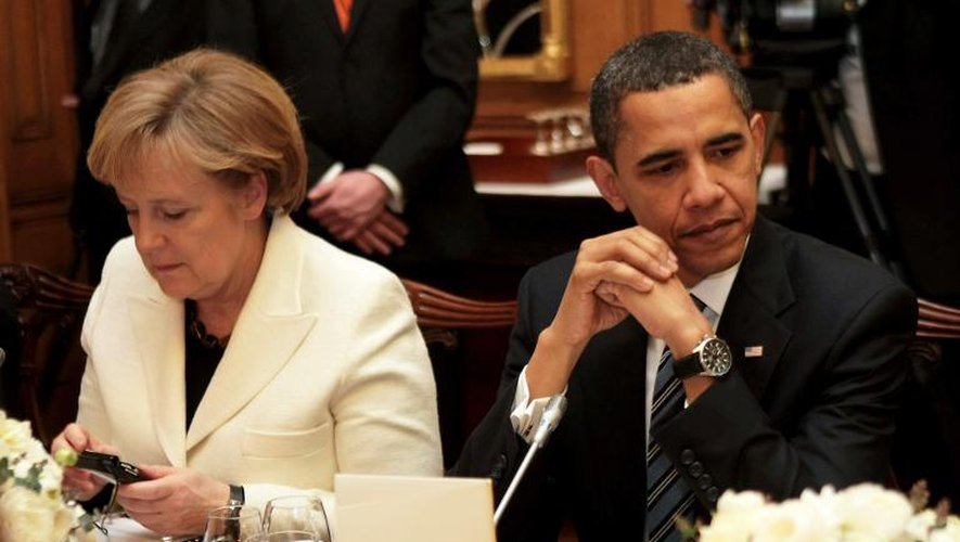 Angela Merkel et Barack Obama le 1er avril 2009 lors d'un dîner à Londres