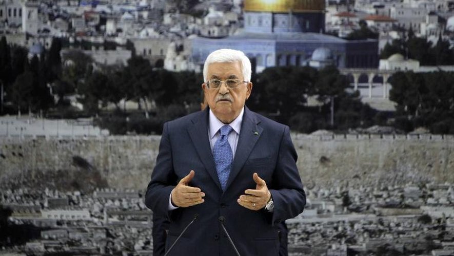 Le président de l'Autorité palestinienne Mahmoud Abbas s'adresse aux journalistes le 22 juillet 2014 à Ramallah