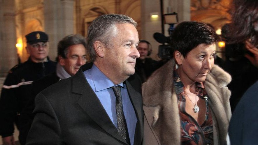 Jean-Marie Messier et sa compagne  Christel Delaval à leur arrivée le 21 janvier 2011 au palais de justice à Paris