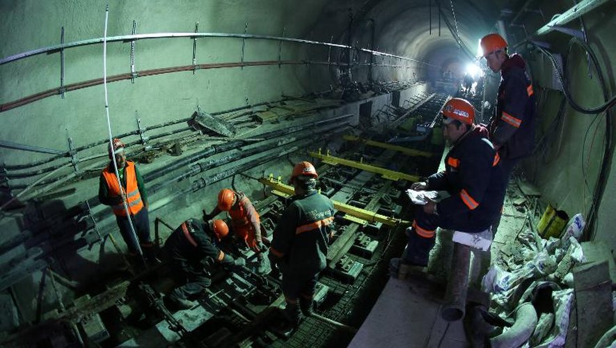 Les travaux du tunnel sous le Bosphore à Istanbul, le 18 avril 2013