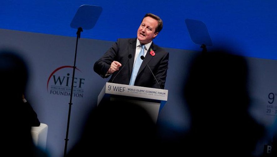 Le Premier ministre britannique David Cameron au Forum islamique économique mondial à Londres,le 29 octobre 2013