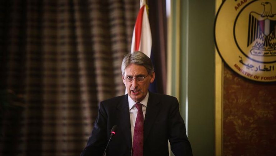 Le chef de la diplomatie britannique Philip Hammond lors d'une conférence de presse le 24 juillet 2014 au Caire