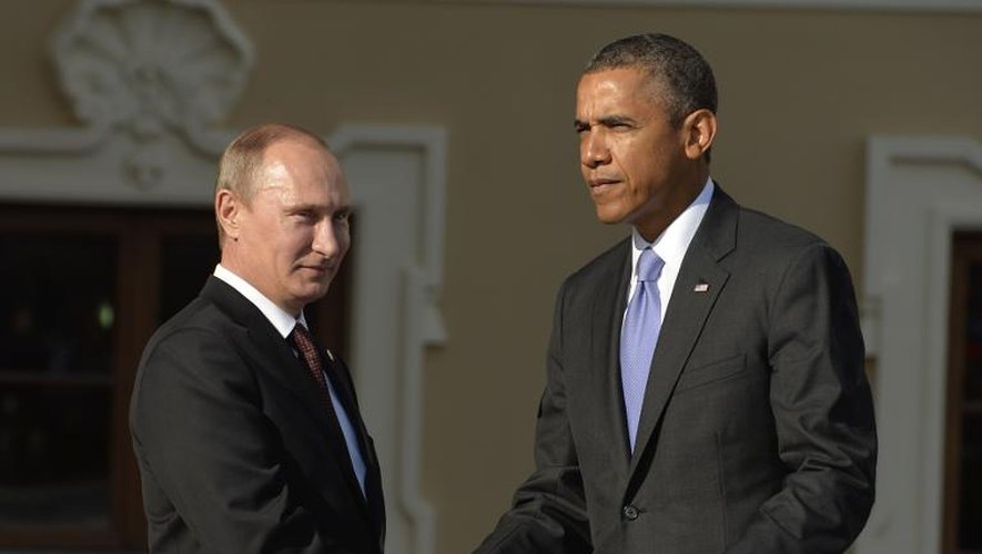 Le président Poutine accueille Barack Obama lors du G20 à Saint-Pétersbourg, le 5 septembre 2013