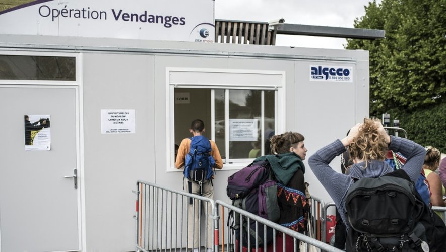 Agence de Pôle Emploi installée à la gare de Belleville dans le Beaujolais et dédiée au recrutement des vendangeurs "à la dernière minute", le 24 août 2015
