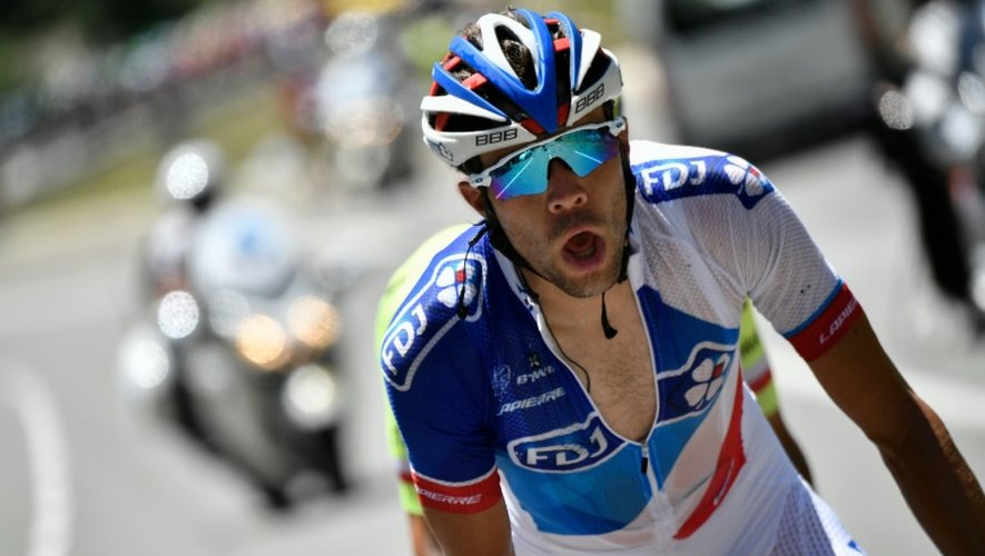 Le Français Thibaut Pinot s'échappe en solitaire lors de la 8e étape du Tour de France, le 9 juillet 2016 à Bagnères-de-Luchon