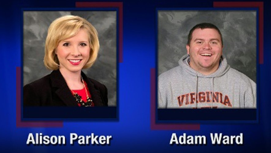 Une capture d'écran de la chaîne de télévision WDBJ7-TV montre les deux employés de la chaîne, Alison Parker et Adam Ward, qui ont été abattus en direct par un tireur à Roanoke en Virginie, le 26 août 2015