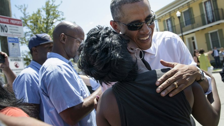 Le président Barack Obama, le 27 août 2015 dans le quartier afro-américain de Tremé, l'un des plus anciens de la Nouvelle Orléans