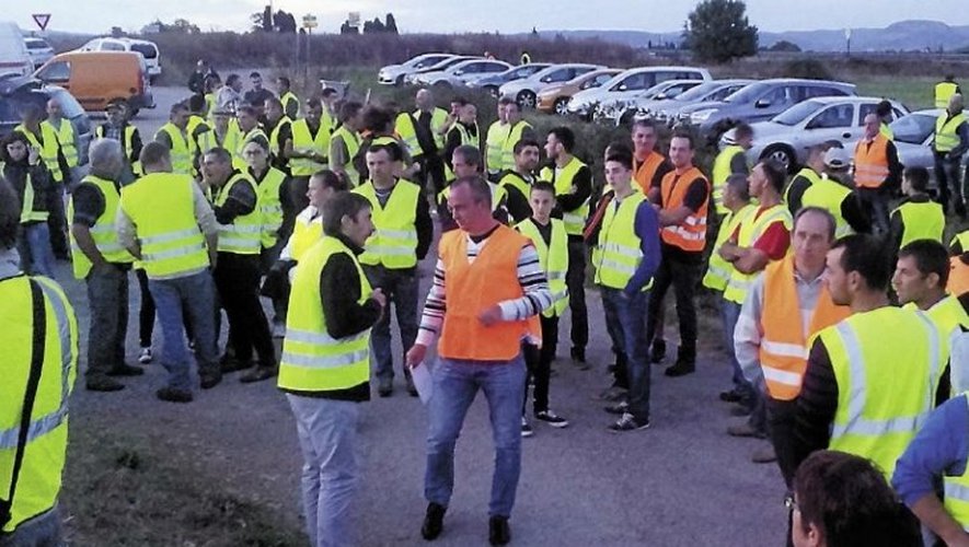 Près de 200 adhérents sud-aveyronnais de la FDSEA et des JA ont investi mercredi soir le péage du viaduc de Millau.