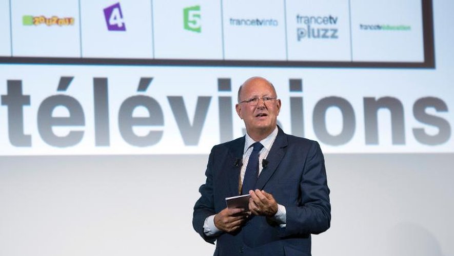 Le président de France Télévisions, Rémy Pflimlin, lors d'une conférence de presse le 27 août 2013 à Paris