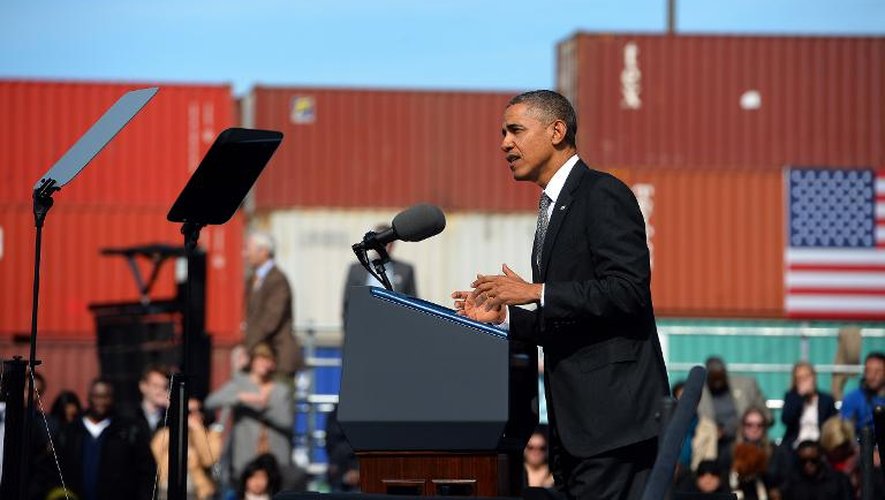 Le président américain Barack Obama prononce un discours en Louisiane, à la Nouvelle-Orléans, le 8 novembre 2013