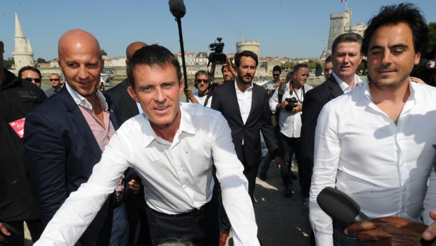 Le Premier ministre Manuel Valls à son arrivée le 29 août 2015 à l'université d'été du PS à La Rochelle