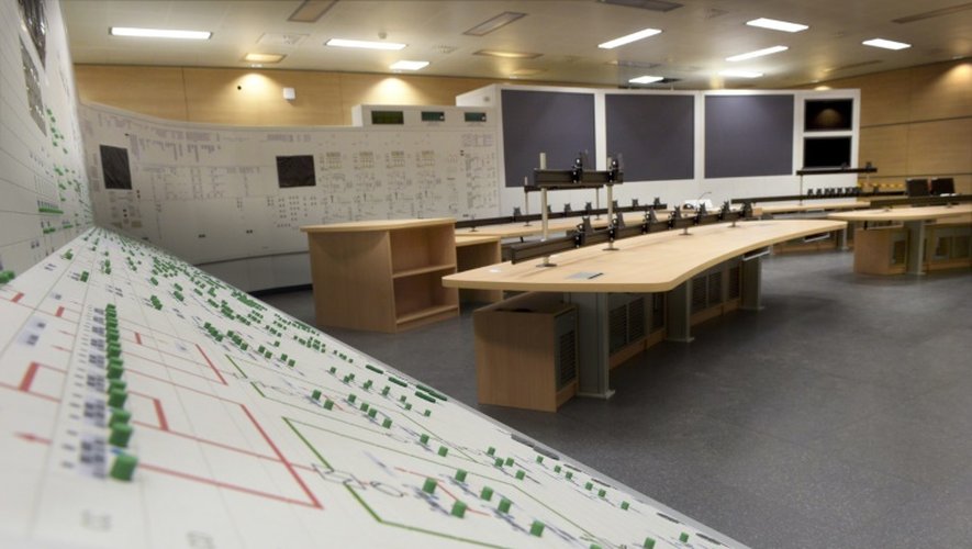 La principale salle de contrôle du réacteur d'Olkiluoto 3, le 28 août 2015, à Eurajoki, en Finlande