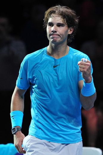 L'Espagnol Rafael Nadal victorieux de sa demi-finale du Masters de Londres face au Suisse Roger Federer, le 10 novembre 2013