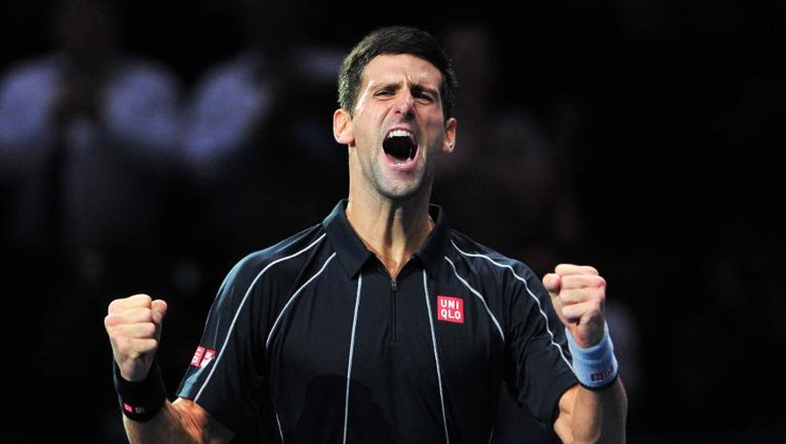 Le Serbe Novak Djokovic fête son succès en finale des Masters de Londres face à l'Espagnol Rafael Nadal, le 11 novembre 2013.