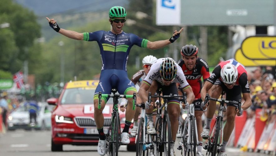 Le sprinteur australien Michael Matthews, vainqueur de la 10e étape du Tour de France à Revel, le 12 juillet 2016