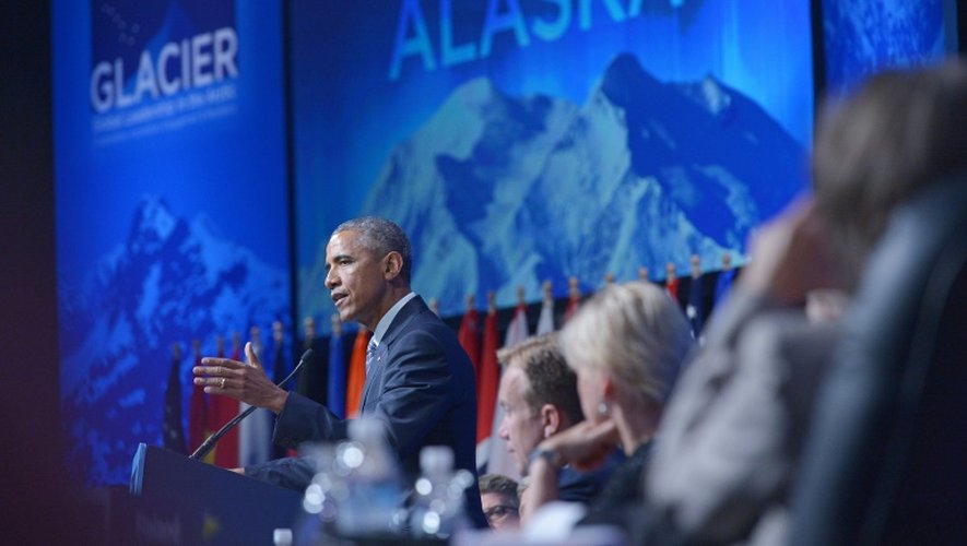 Barack Obama lors d'un discours sur le changement climatique le 31 août 2015 à Anchorage en Alaska