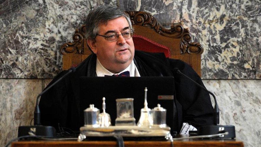 Le juge espagnol Juan Luis Pia lors du procès de la marée noire du Prestige, le 13 novembre 2013 à La Corogne