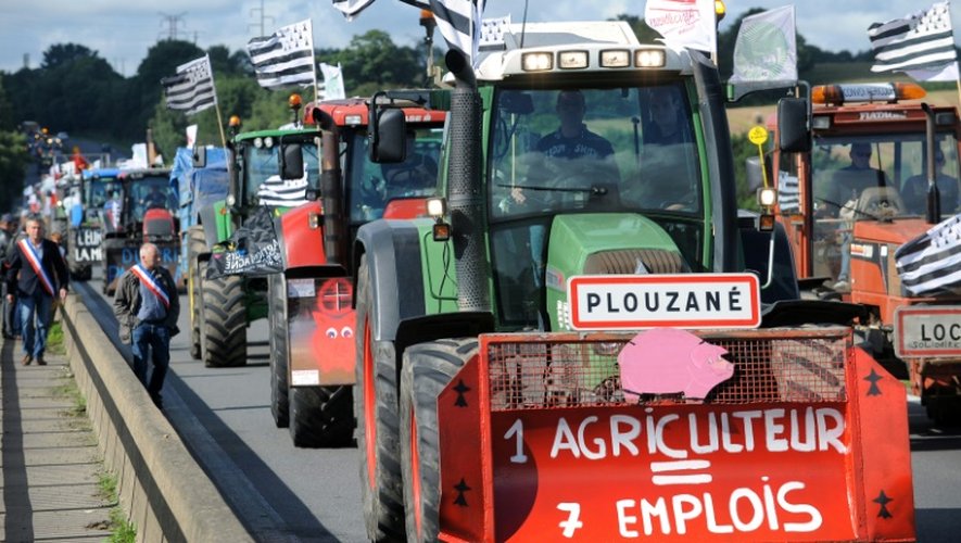 Des agriculteurs en route pour Paris, le 1er septembre 2015 à Morlaix