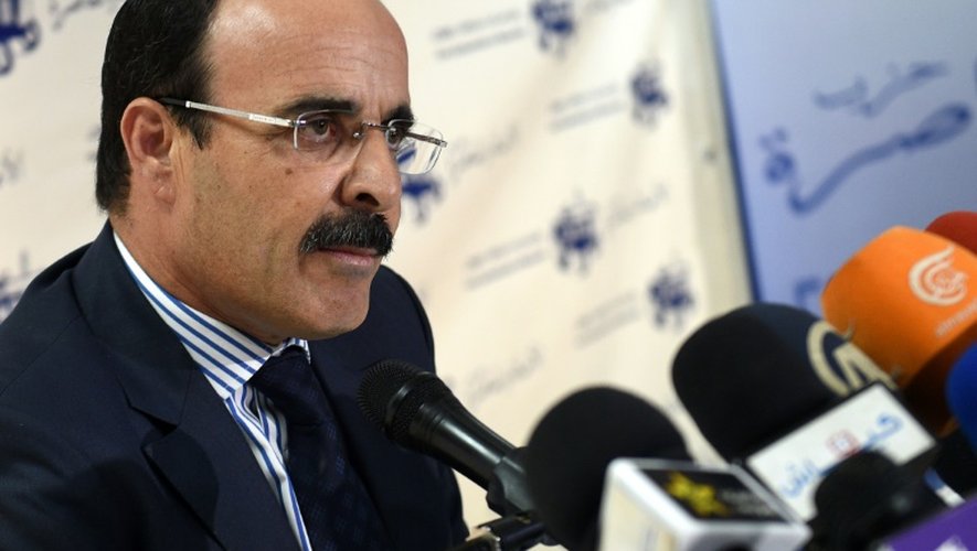 Ilyas el Omari, vice-secrétaire général du Parti Authenticité et Modernité 
tient une conférence de presse après les élections locales à Rabat, le 5 septembre 2015
