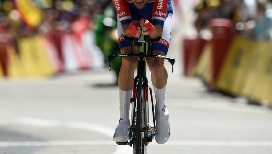 Le Néerlandais Tom Dumoulin vainqueur de la 13e étape du Tour de France, le 15 juillet 2016 à La Caverne du Pont-d'Arc