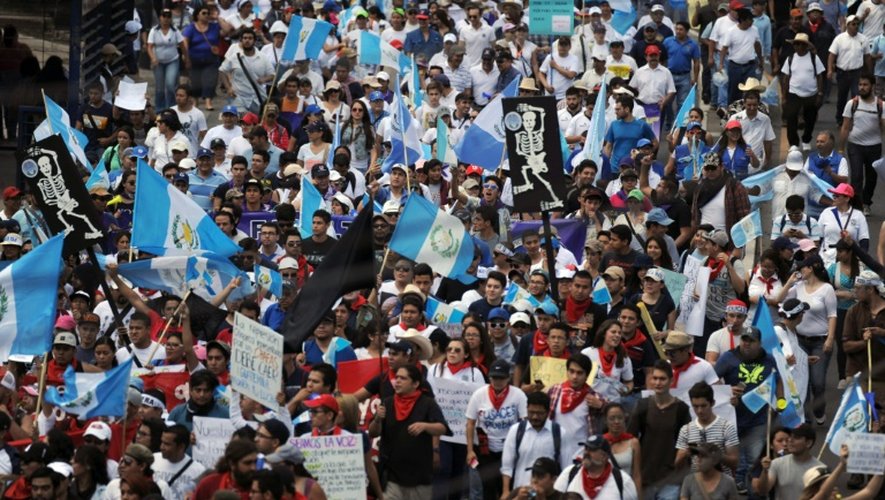 Manifestation pour obtenir la démission du président Otto Pérez, accusé de corruption, le 3 septembre 2015 à Guatemala City