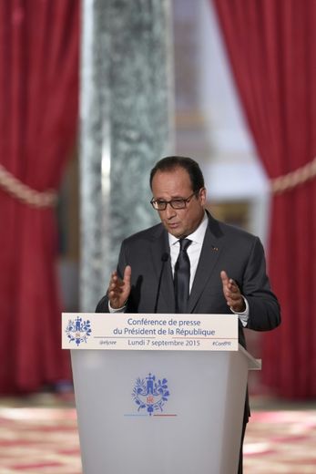 Le président Francois Hollande lors de sa conférence de presse à l'Elysée le 7 septembre 2015