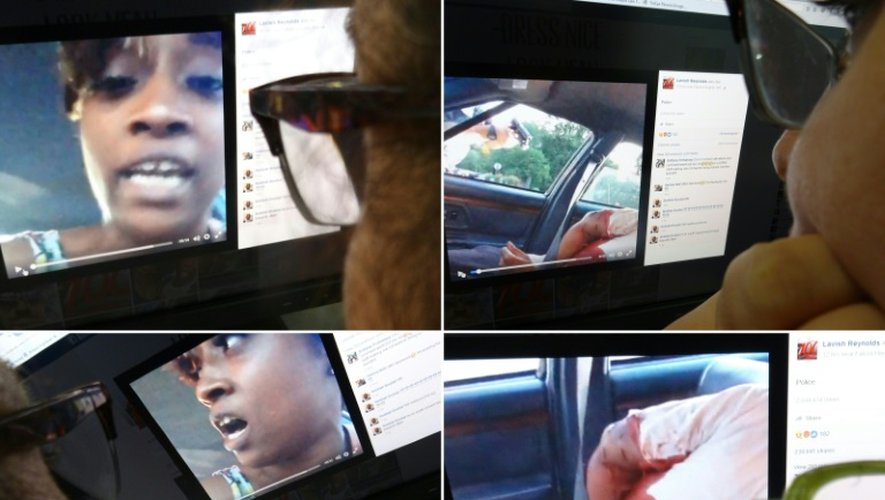 Photo-montage créé le 7 juillet 2016 d'extraits d'une vidéo montrant notamment un homme noir agonisant, dans le Minnesota aux Etats-Unis