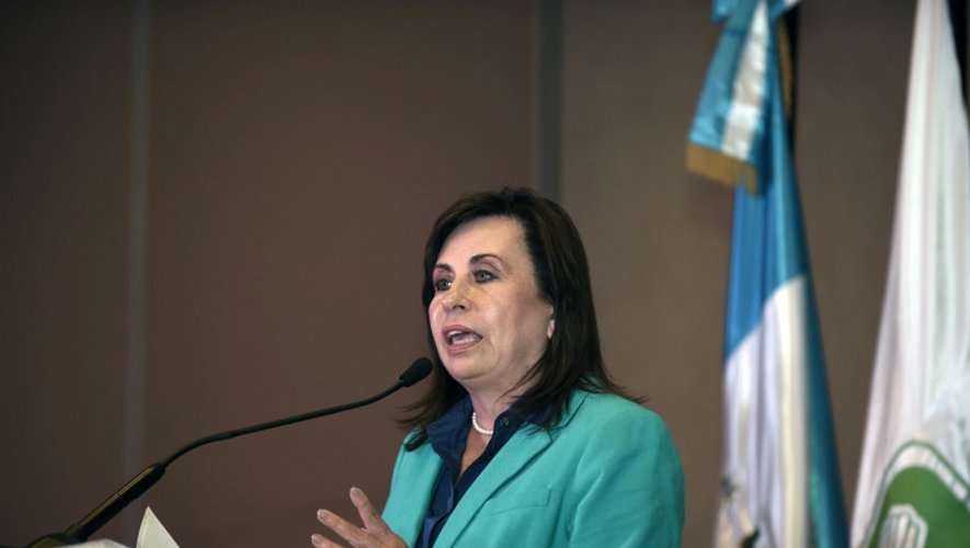 La candidate au deuxième tour de l'élection présidentielle au Guatemala Sandra Torres s'adresse aux journalistes lors d'une conférence de presse à Guatemala City, le 7 septembre 2015