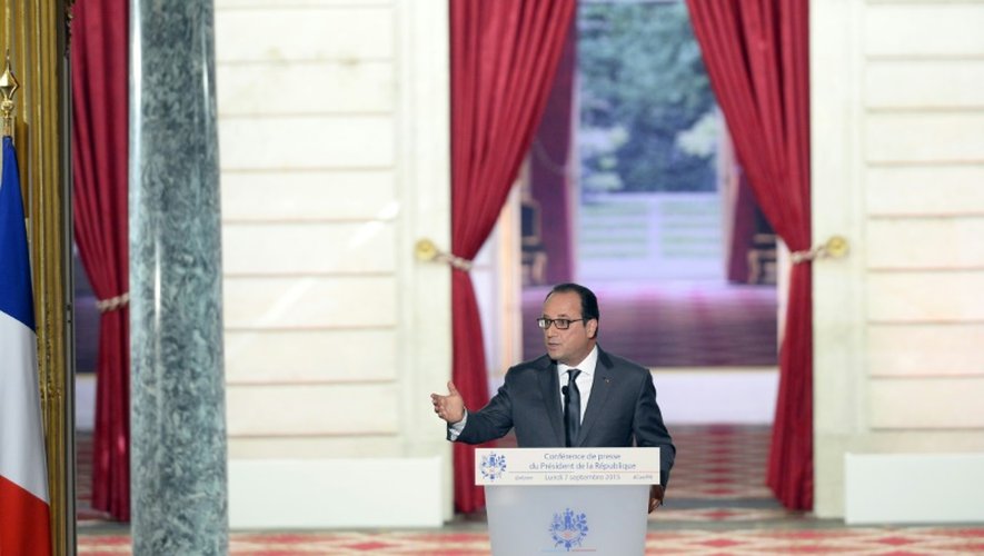 Le président François Hollande lors de la sixième conférence de presse à l'Elysée