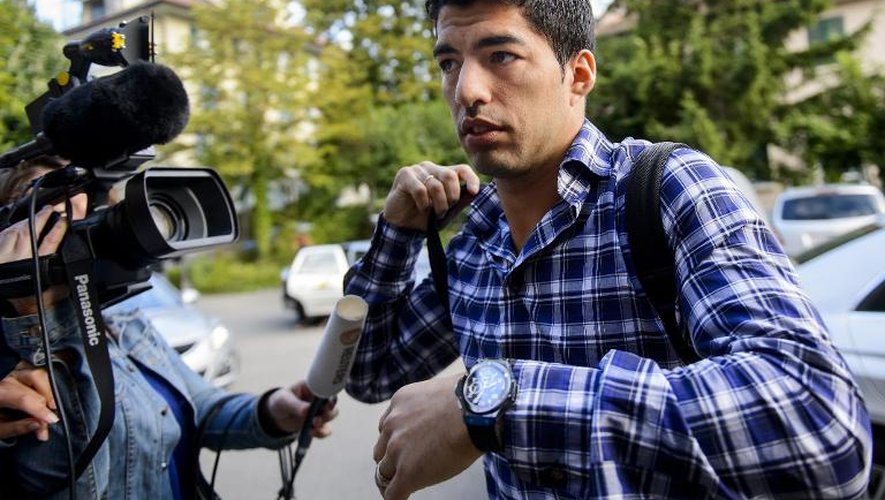L'Uruguayen Luis Suarez à son arrivée devant le tribunal arbitral du sport à Lausanne, le 8 août 2014