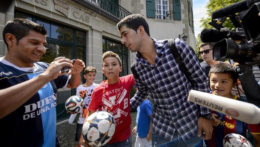Luis Suarez après avoir plaidé sa cause devant le Tribunal arbitral du sport à Lausanne le 8 août 2014