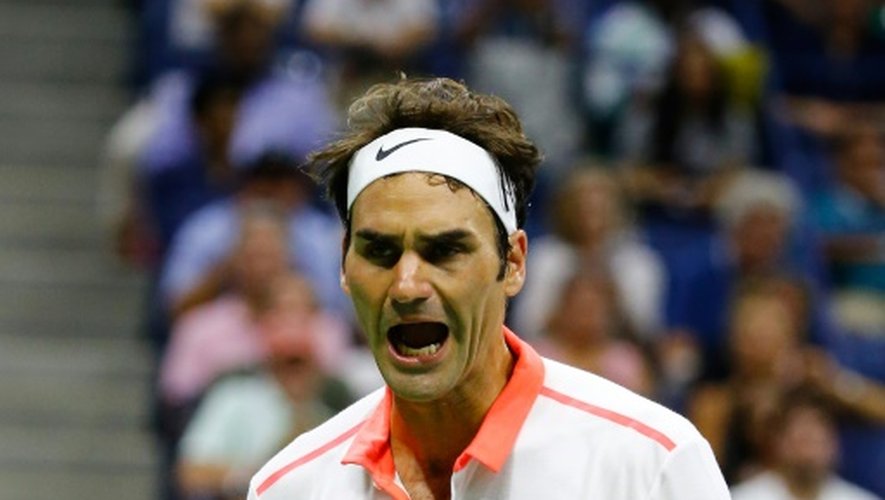 Le Suisse Roger Federer en huitièmes de finale de l'US Open contre l'Américain John Isner le 7 septembre 2015 à New York
