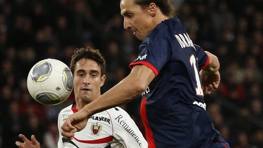 L'attaquant du PSG Zlatan Ibrahimovic lors du match de Ligue 1 contre Nice au Parc des Princes, à Paris, le 9 novembre 2013