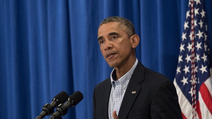 Le président américain Barack Obama parle de la situation à Ferguson, dans l'Etat du Missouri, depuis Martha's Vineyard, dans le Massachusetts, le 14 août 2014