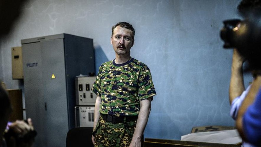 Igor Strelkov, "ministre de la Défense" des séparatistes, à Donetsk le 28 juillet 2014