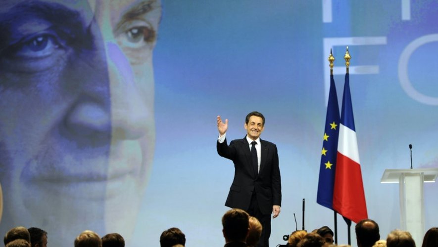 Nicolas Sarkozy lors d'un meeting le 19 février 2012 à Marseille