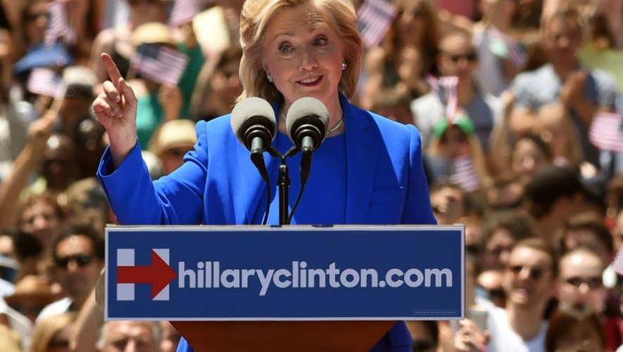 Hillary Clinton, ex-secrétaire d'Etat démocrate et candidate aux primaires américaines, le 13 juin 2015 à Roosevelt Island à New York