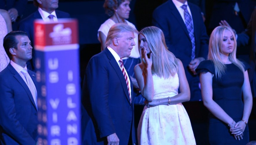 Donald Jr, Donald Trump, Ivanka et Tammy Trump à la Convention républicaine à Cleveland le 20 juillet 2016