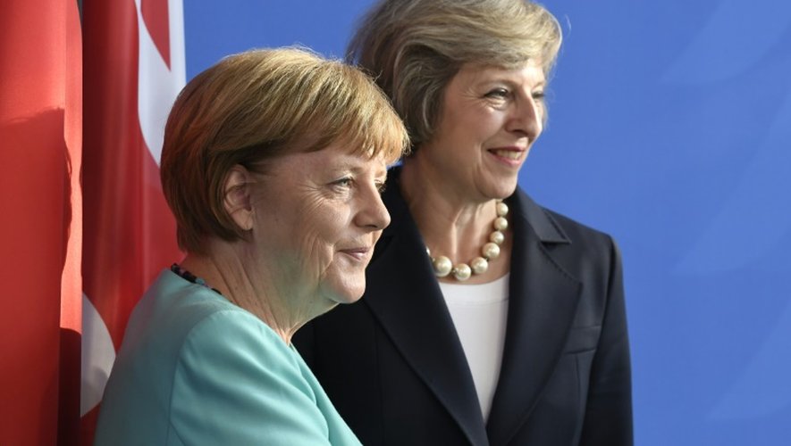 Angela Merkel après ses discussions avec Theresa May à Berlin le 20 juillet 2016