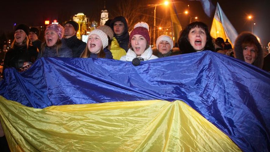 Manifestation d'opposants pro-européens, le 25 novembre 2013 à Kiev, en Ukraine