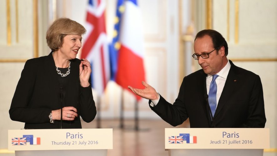 Le président François Hollande et la Première ministre britannique Theresa May à l'Elysée, le 21 juillet 2016