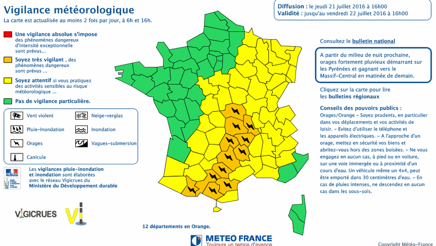 Orages : Météo France place l'Aveyron en vigilance orange