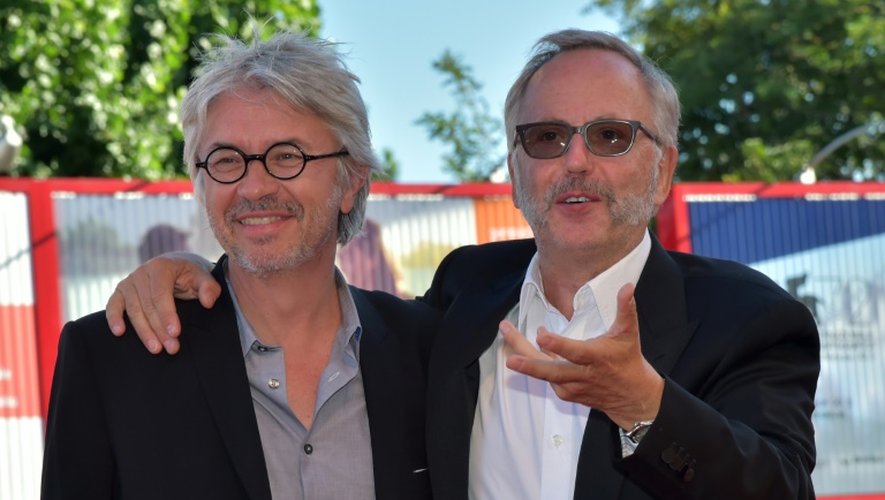 Christian Vincent (g) et Fabrice Luchini arrive à la présentation du film "L'Hermine" à la Mostra le 6 septembre 2015