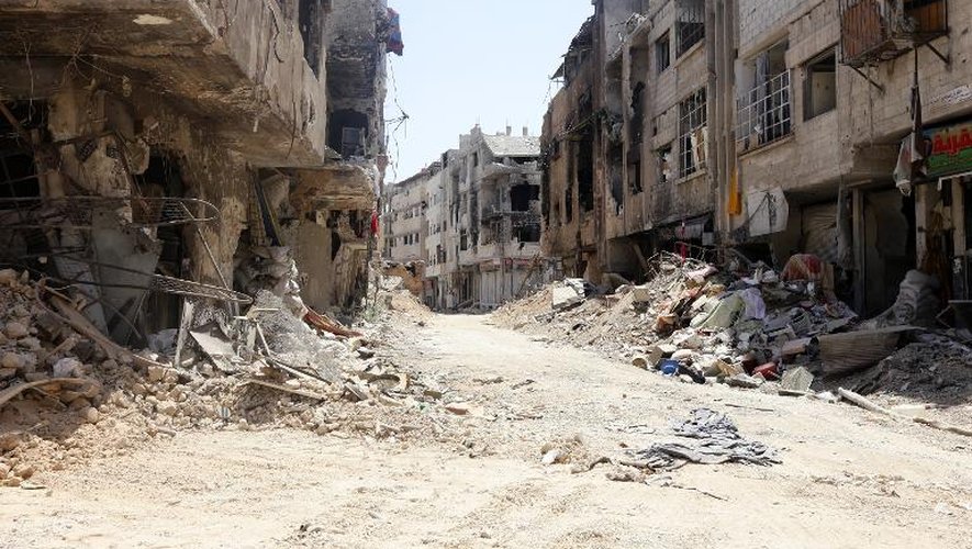 Vue en date du 15 août 2014 de Meilha dans les environs de Damas, réalisée lors d'un voyage organisé par le gouvernement