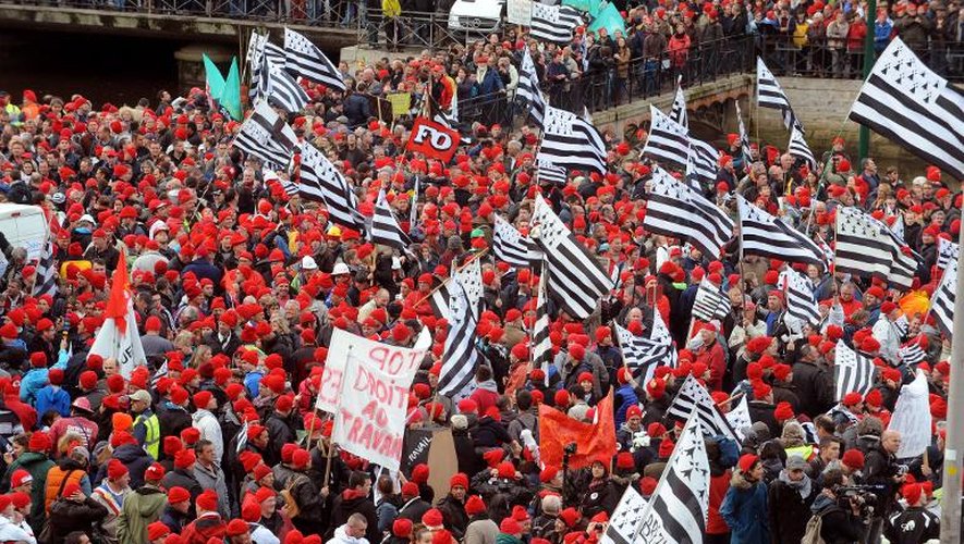 Manifestation des "bonnets rouges" le 2 novembre 2013 à Quimper