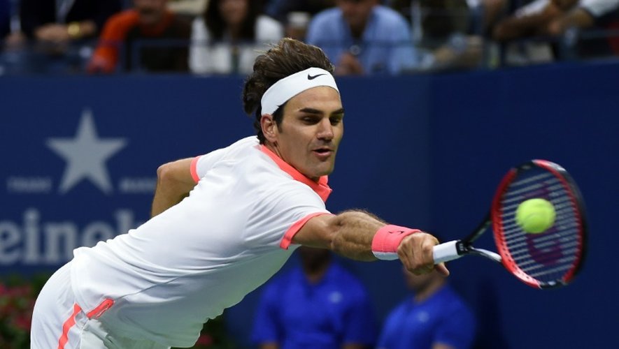 Roger Federer lors de la finale de l'US Open qu'il a perdue face à Novak Djokovic le 13 septembre 2015 à New York