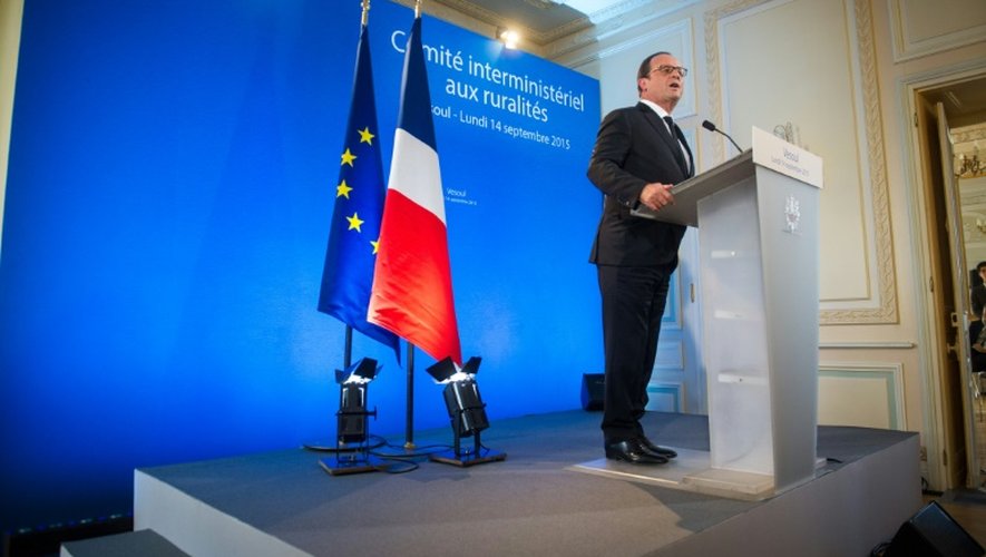 Le président François Hollande lors d'une conférence de presse à Vesoul, le 14 septembre 2015